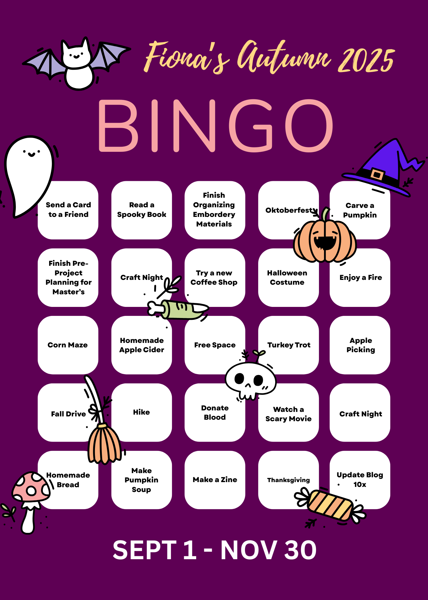 Fall 2025 Bingo Board